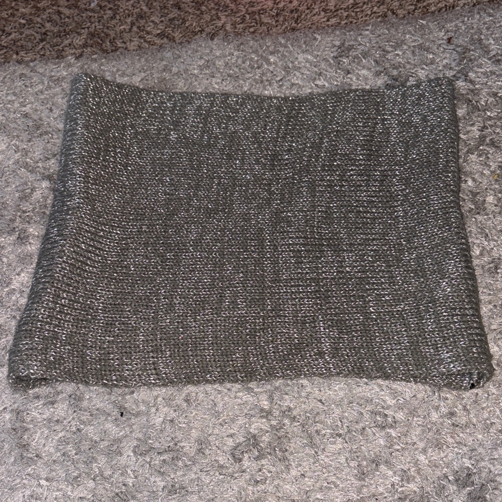 Gray Knit Infinity Scarf with Subtle Sparkles - Picture 2 of 2